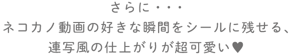 さらに…ネコカノ動画の好きな瞬間をシールに残せる、連写風の仕上がりが超可愛い♥