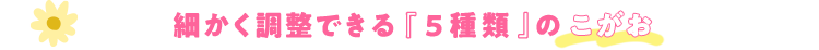 細かく調整できる『5種類』のこがお
